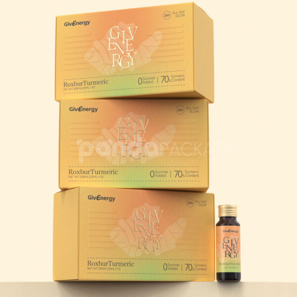 Elegant Turmeric Drink Box Packaging for Health Beverage Products