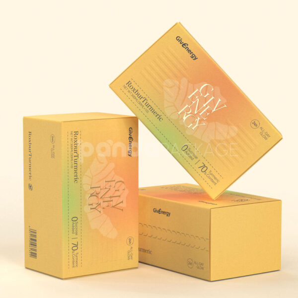 Elegant Turmeric Drink Box Packaging for Health Beverage Products