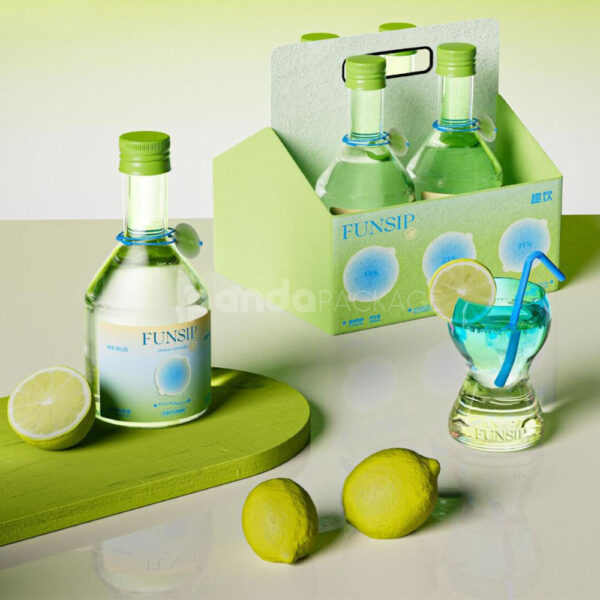 Refreshing Lemon Drink Bottle Carrier Packaging for Premium Beverages