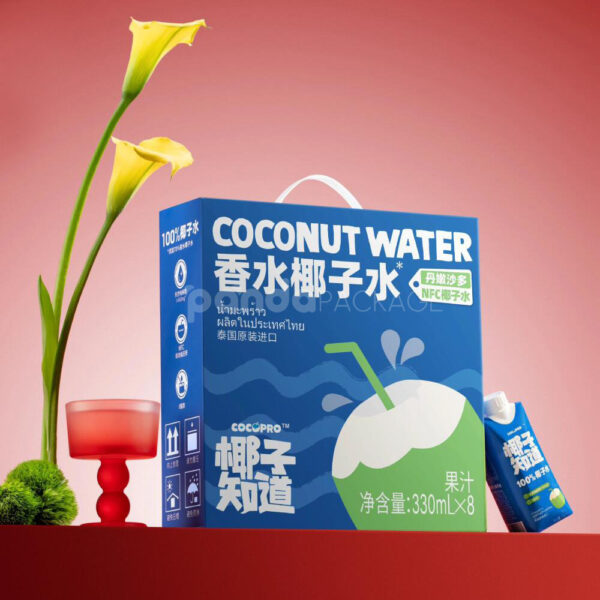 Tropical Coconut Water Carton Packaging for Refreshing Beverage Drinks