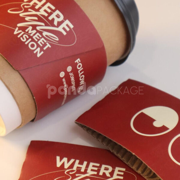 Red Coffee Cup Sleeves with Stylish Custom Logo Design