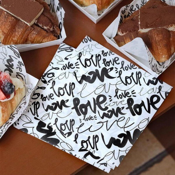 Love Pattern Wrapping Paper for Pastry and Coffee Cups