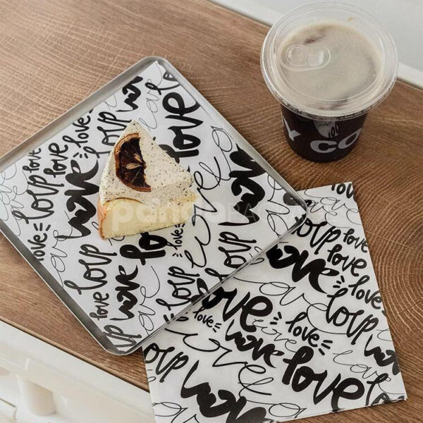 Love Pattern Wrapping Paper for Pastry and Coffee Cups