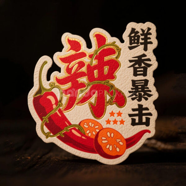 Bold Spicy Flavor Stickers for Food Packaging Labels