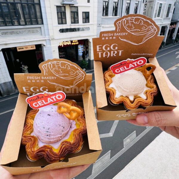 Creative Egg Tart Takeout Box with Gelato Delight