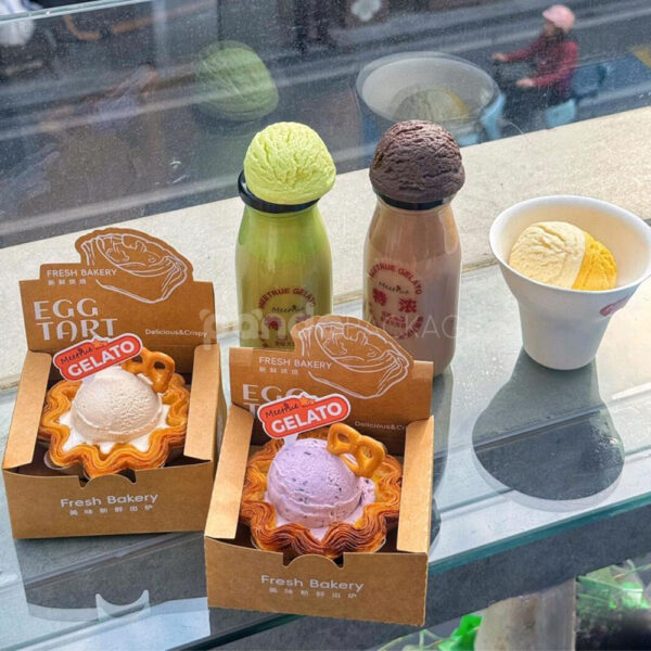 Creative Egg Tart Takeout Box with Gelato Delight
