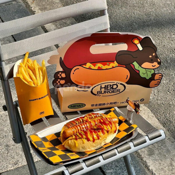 Cute Hotdog Takeout Box with Fun Cartoon Design