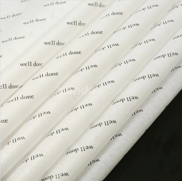 Custom White Tissue Paper with Well Done Logo Print
