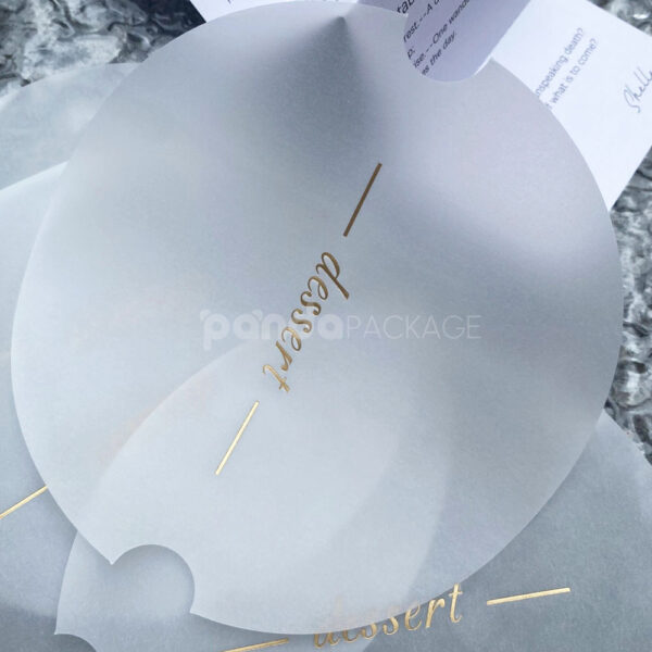 Round Dessert Tissue Paper with Gold Printed Design