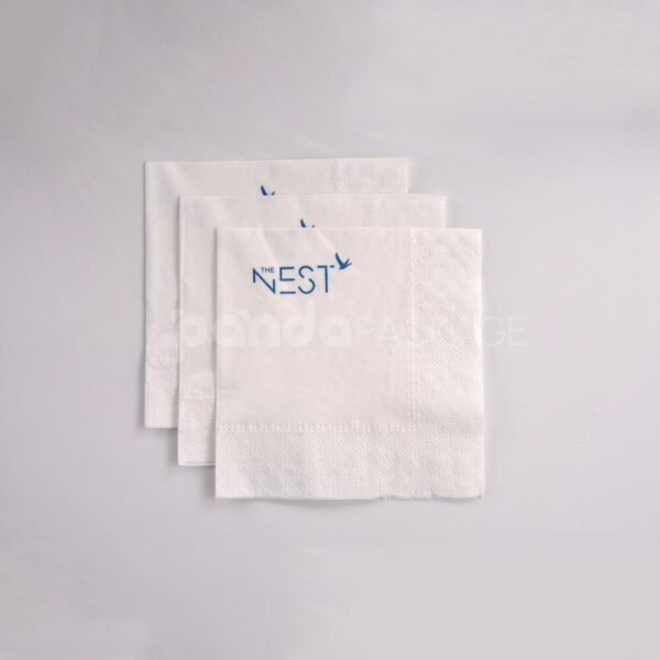 Custom Printed White Tissue Napkins with Blue Logo