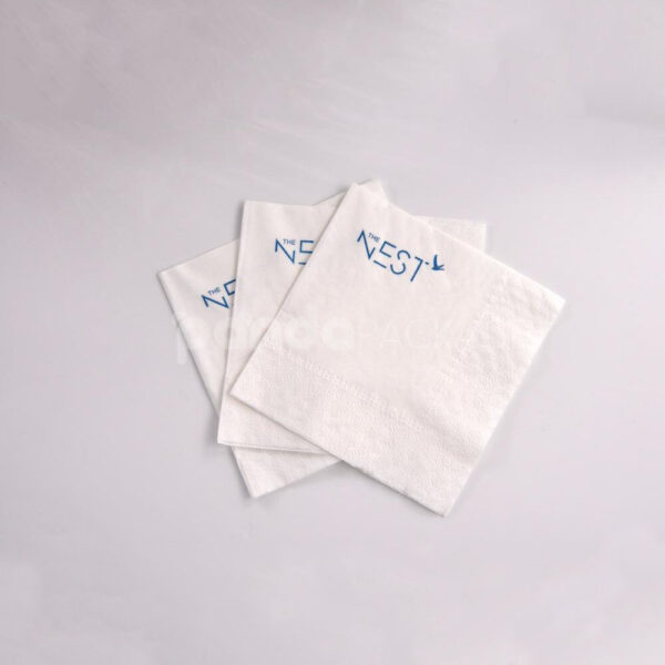 Custom Printed White Tissue Napkins with Blue Logo