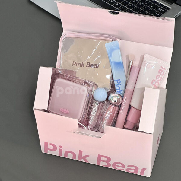 Pink Gingham Cosmetic Gift Box with Handle for Packaging