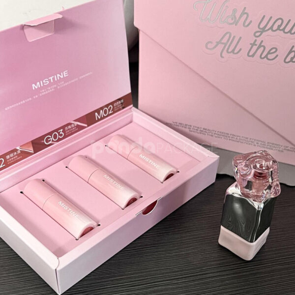 Pink Ribbon Gift Box Set for Luxury Cosmetic Packaging