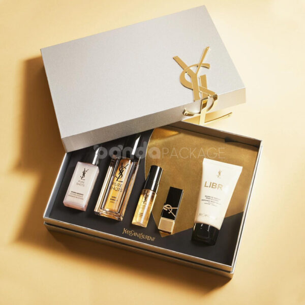 Luxury Cosmetic Gift Box Set with Elegant Gold Foil Design