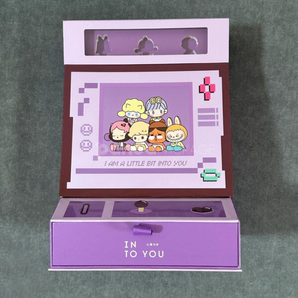 Purple Cartoon Cosmetic Gift Box Set with Drawer Packaging Design