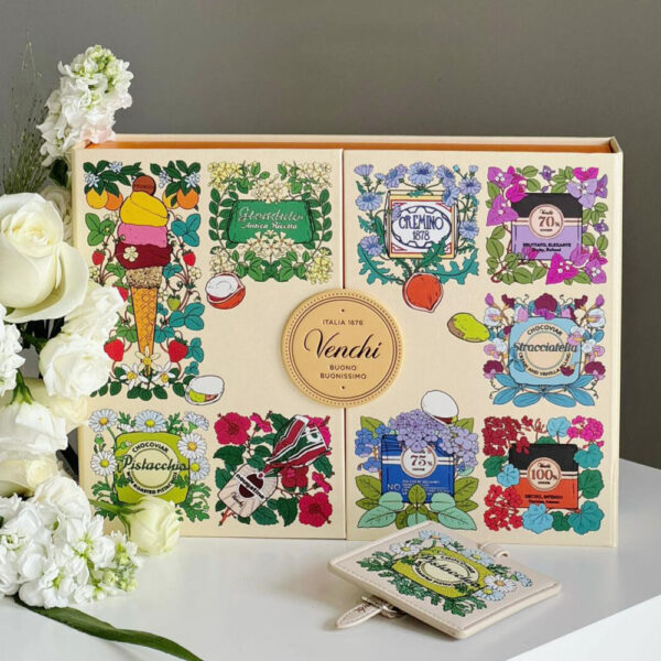 Colorful Assorted Chocolate Gift Box with Artistic Floral Design