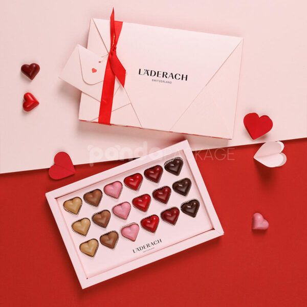 Elegant Pink Chocolate Gift Box with Romantic Packaging Design