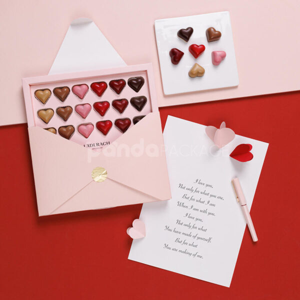 Elegant Pink Chocolate Gift Box with Romantic Packaging Design