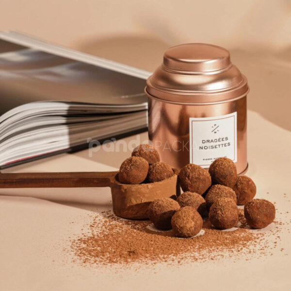 Premium Metallic Tin Chocolate Packaging for Gourmet Truffle Storage