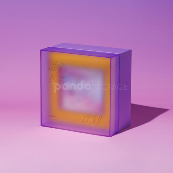 Creative Media Packaging with Vibrant Purple and Orange Design