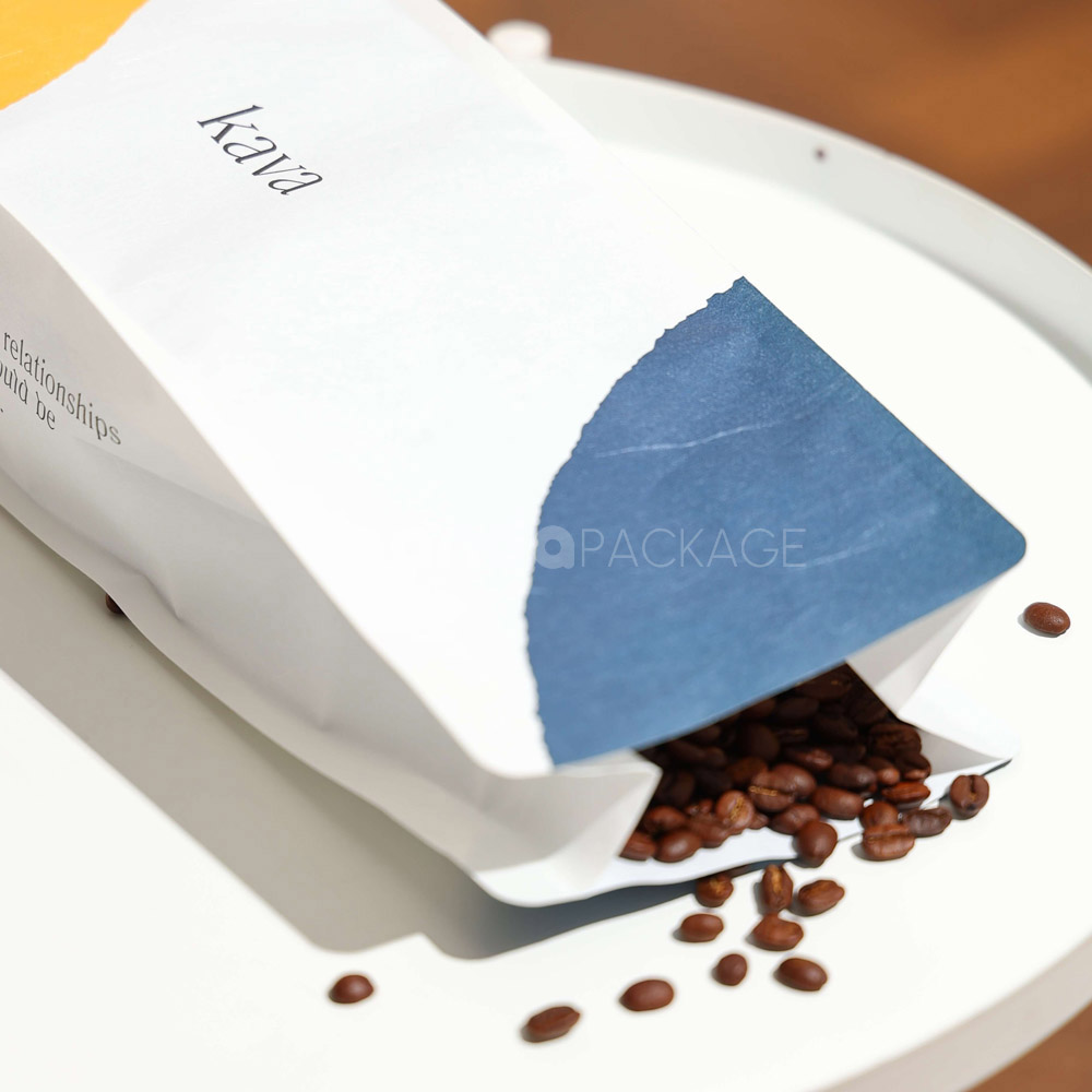 coffee side gusset bag with resealable zipper closure