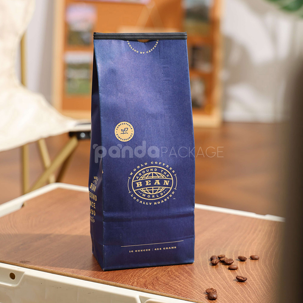 compostable coffee packaging bag with side gusset design