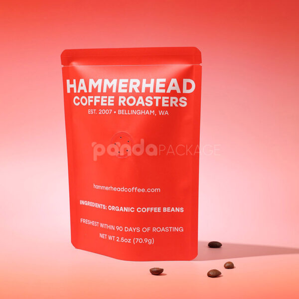 Red Stand-Up Coffee Pouch with Freshness Valve