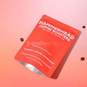 red stand-up coffee pouch with degassing valve for packaging