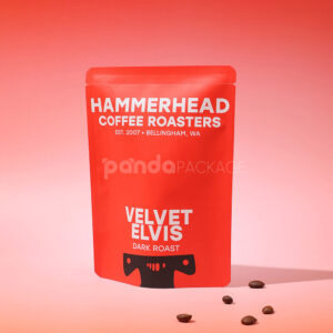 red stand-up coffee pouch with degassing valve for packaging