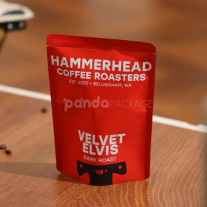 red stand-up coffee pouch with degassing valve for packaging