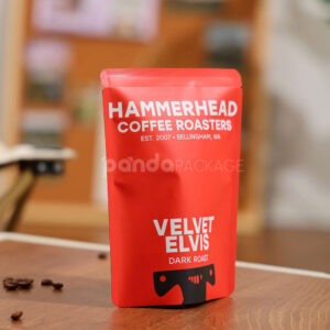 red stand-up coffee pouch with degassing valve for packaging