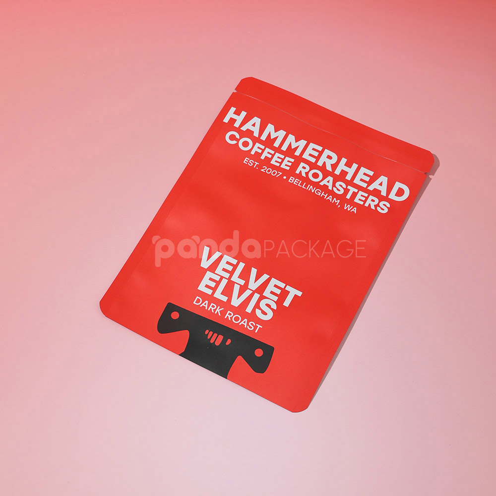 red stand-up coffee pouch with degassing valve for packaging