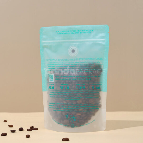 Teal Stand-Up Coffee Pouch with Valve Window