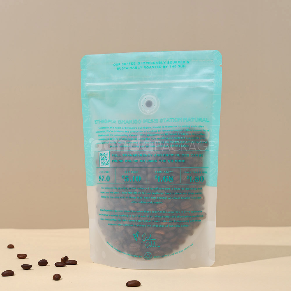 resealable zipper coffee bean packaging bag with clear window