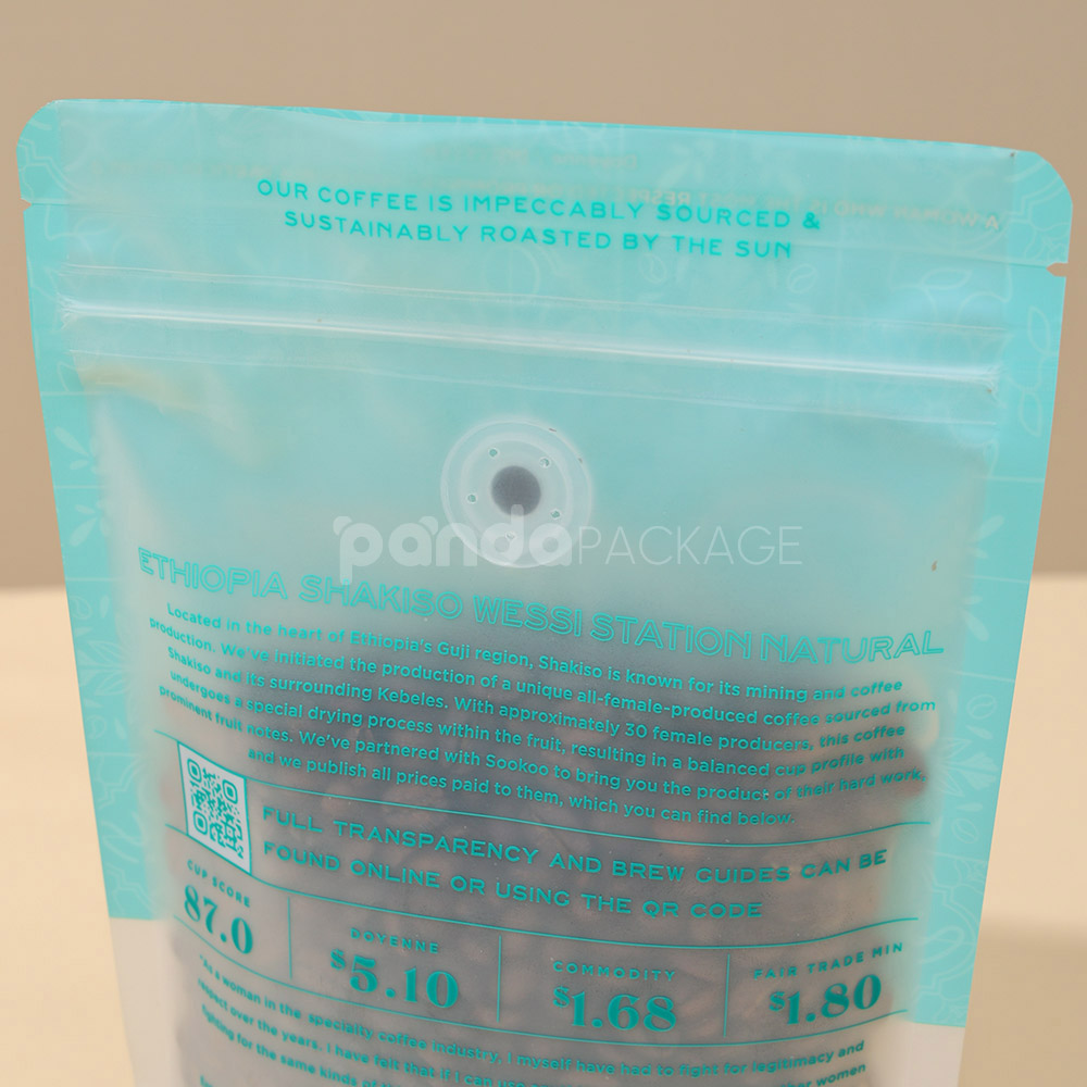 resealable zipper coffee bean packaging bag with clear window