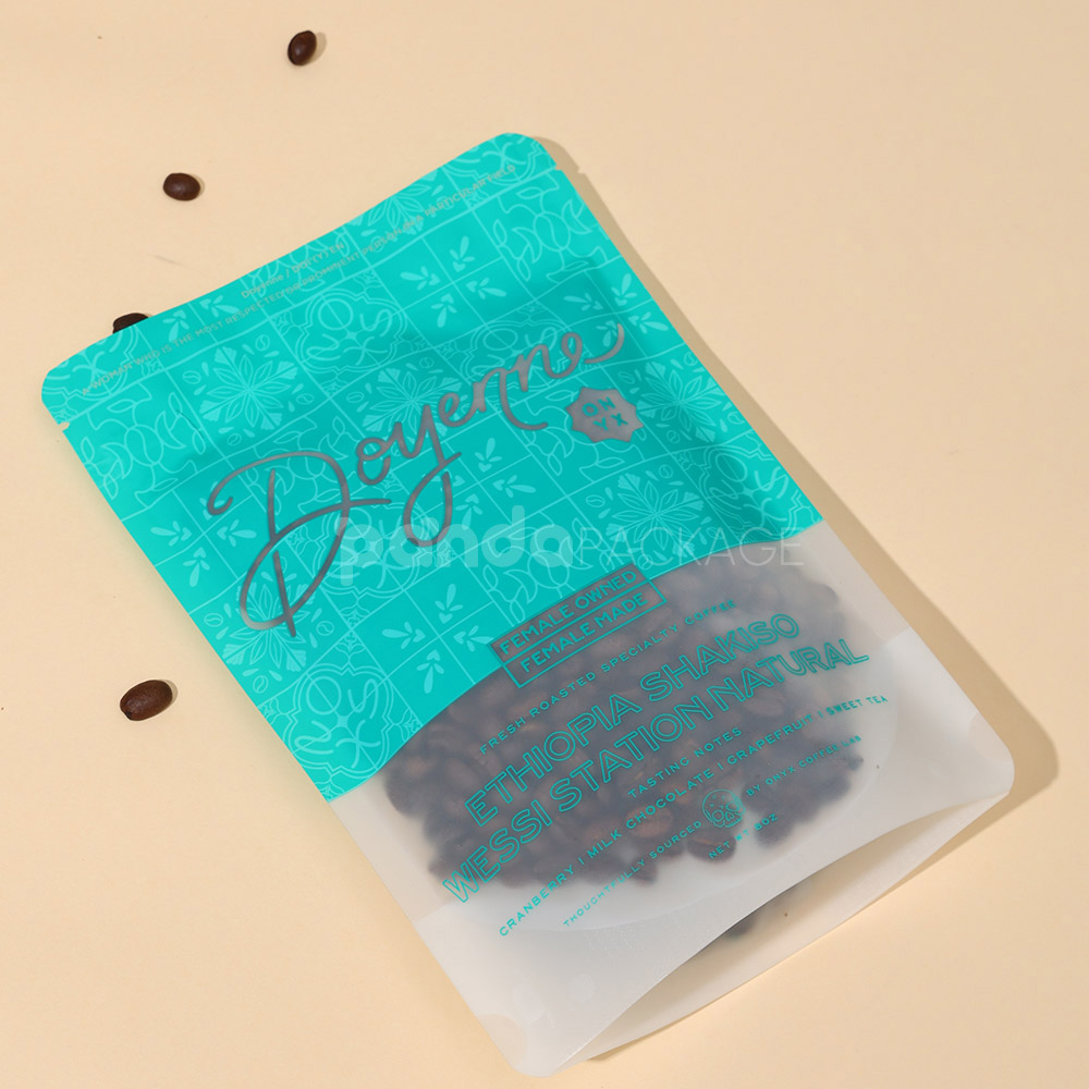 resealable zipper coffee bean packaging bag with clear window