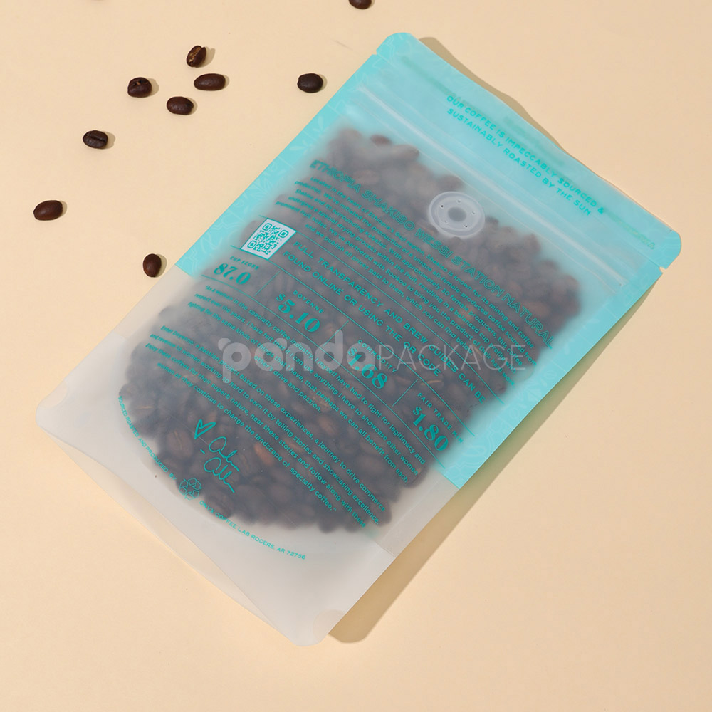 resealable zipper coffee bean packaging bag with clear window
