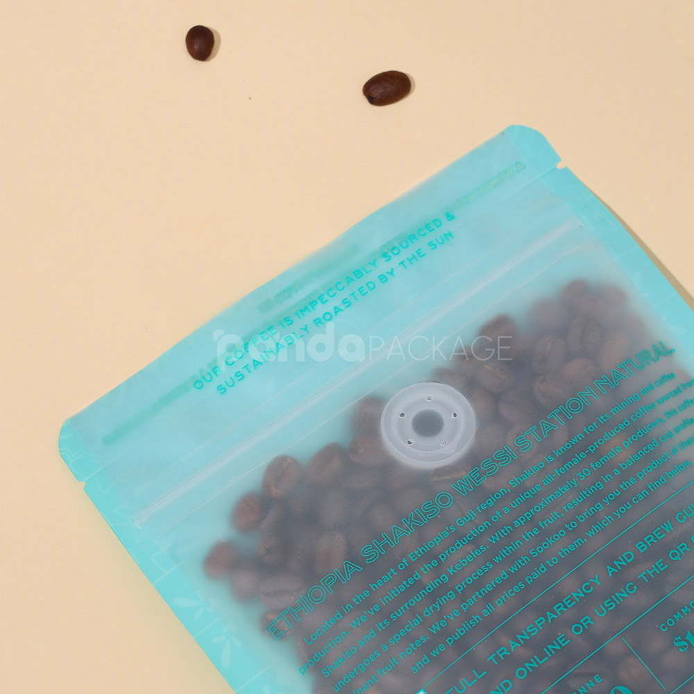 resealable zipper coffee bean packaging bag with clear window