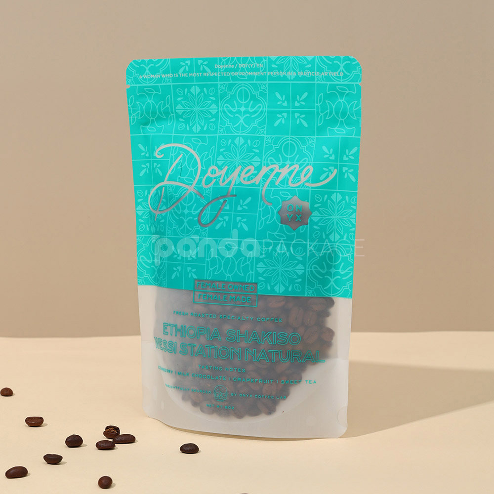 resealable zipper coffee bean packaging bag with clear window