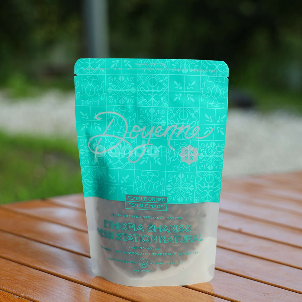 resealable zipper coffee bean packaging bag with clear window