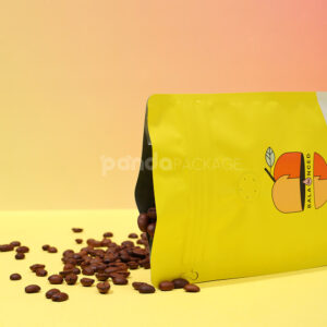 yellow coffee side gusset bag with valve and side window
