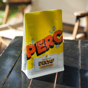 yellow coffee side gusset bag with valve and side window