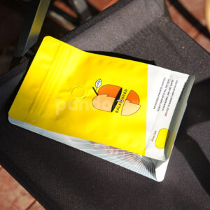 yellow coffee side gusset bag with valve and side window