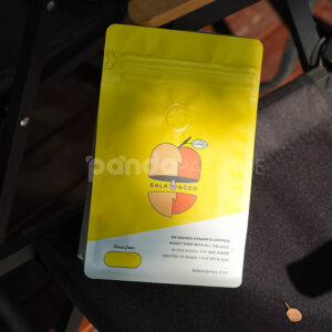 yellow coffee side gusset bag with valve and side window