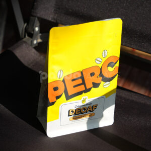 yellow coffee side gusset bag with valve and side window