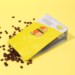 yellow coffee side gusset bag with valve and side window