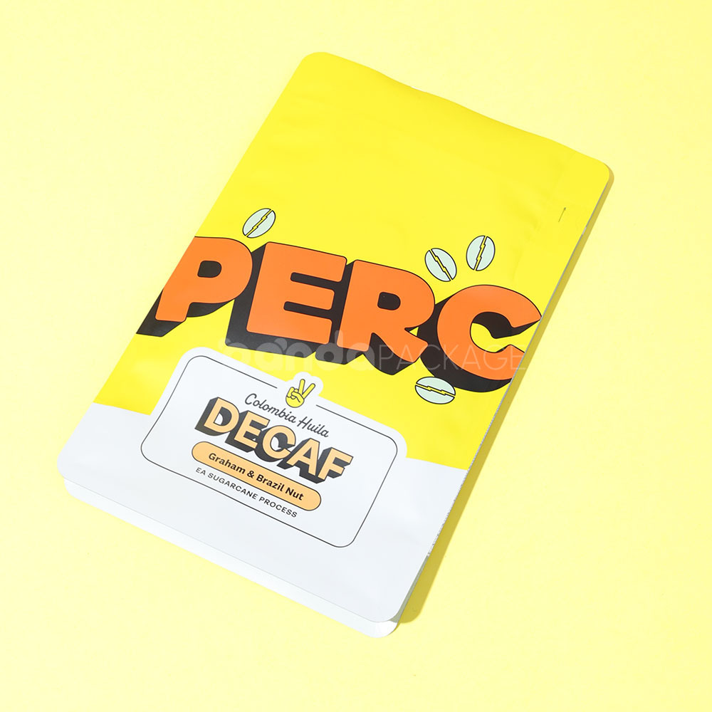 yellow coffee side gusset bag with valve and side window