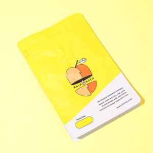 yellow coffee side gusset bag with valve and side window