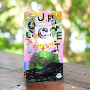 side gusset coffee bag with colorful foil and window