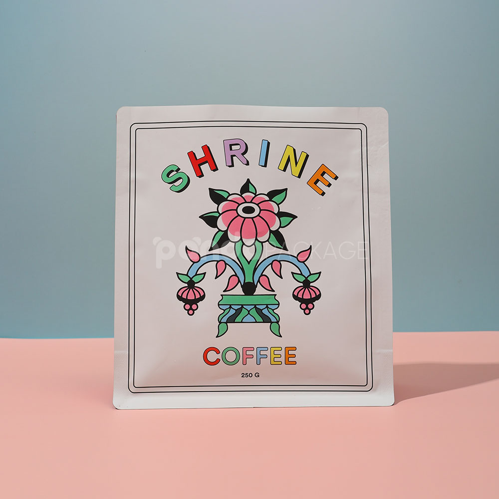 side gusset coffee bag with resealable zipper and valve